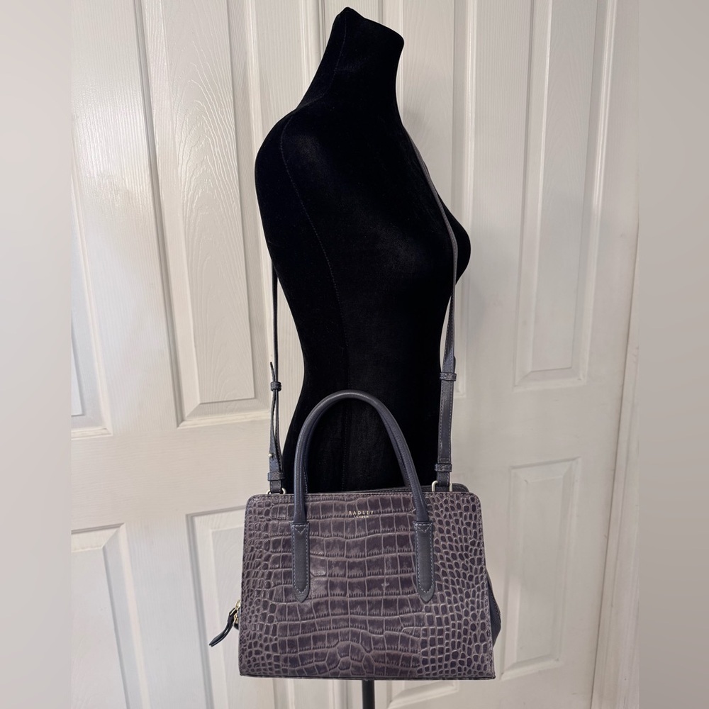 Radley London Liverpool Street Croc Embossed Leather Satchel Bag Brown Handbag